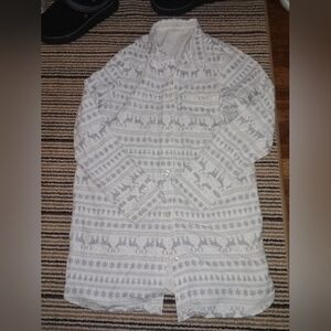 Gap Body Cozy Gray Patterned Women's Sleep Shirt Flannel Size Medium